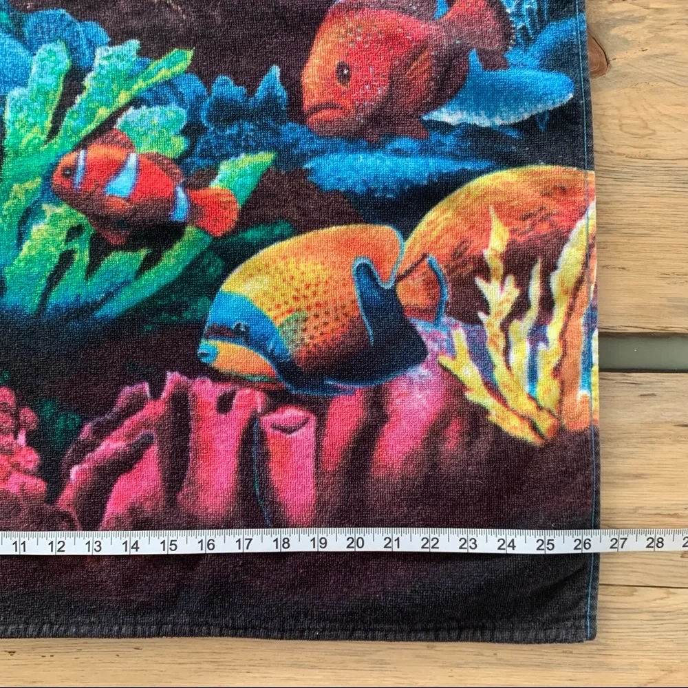Vintage Basion Shipwreck Dolphins Fish Coral Reef Scene Beach Towel Greece